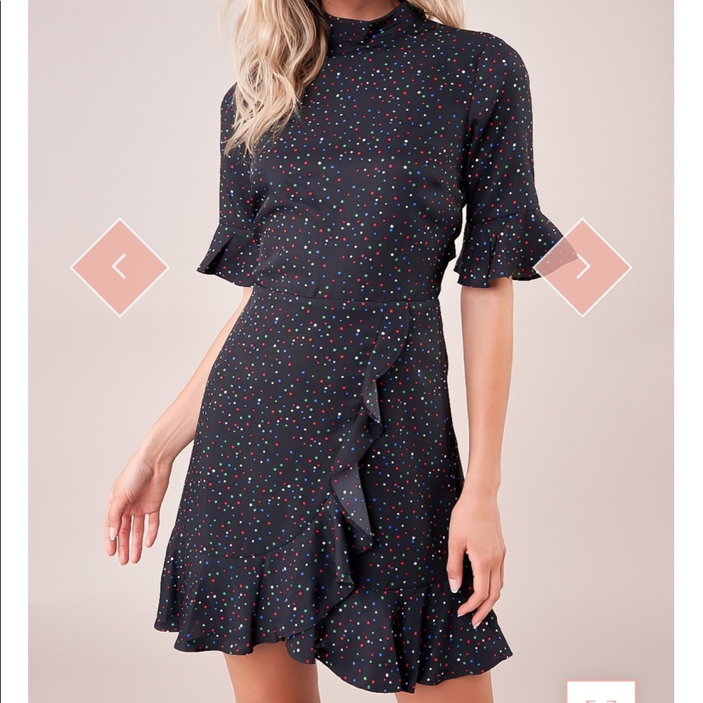 Reece Star Print Open Back Mock Neck Dress